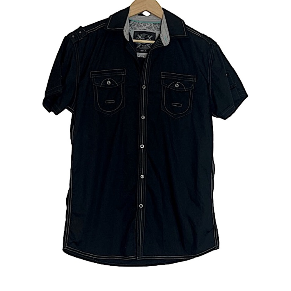 Drill Clothing Co Short Sleeve White Stitch Button Front Single Shirt Size S